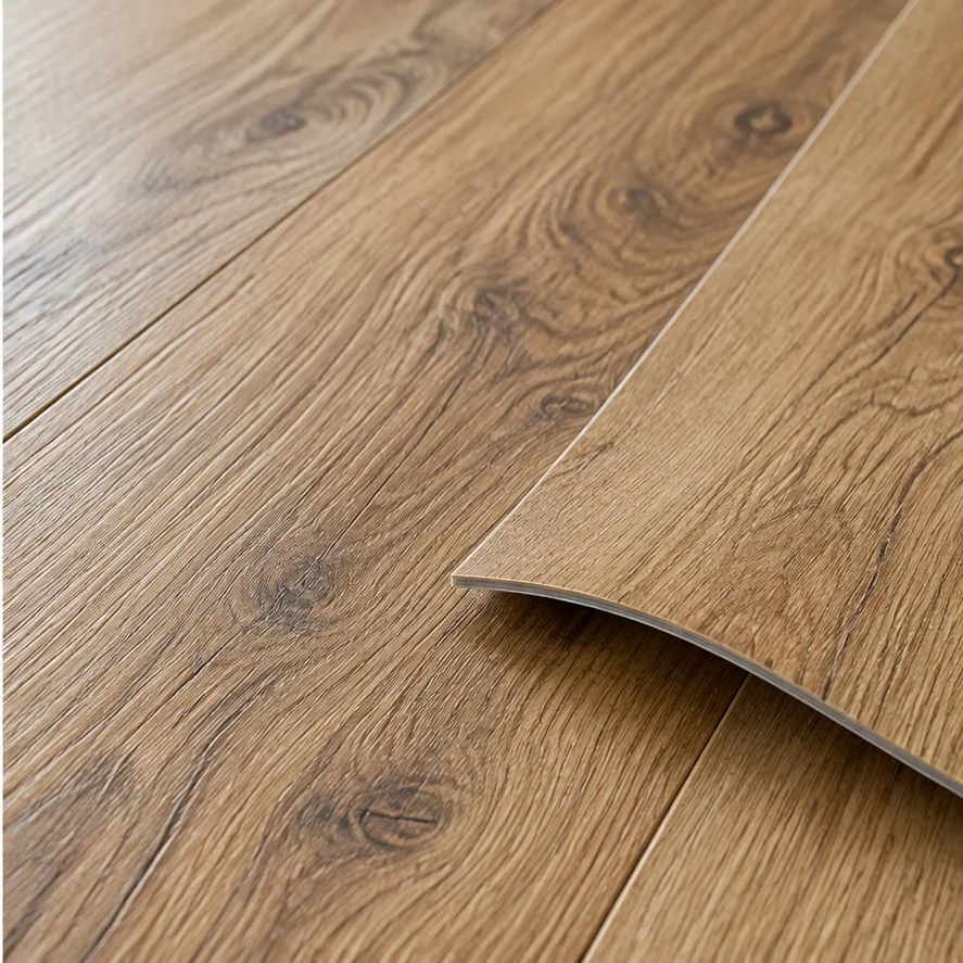 Illustrative warm oak-look luxury vinyl surface
