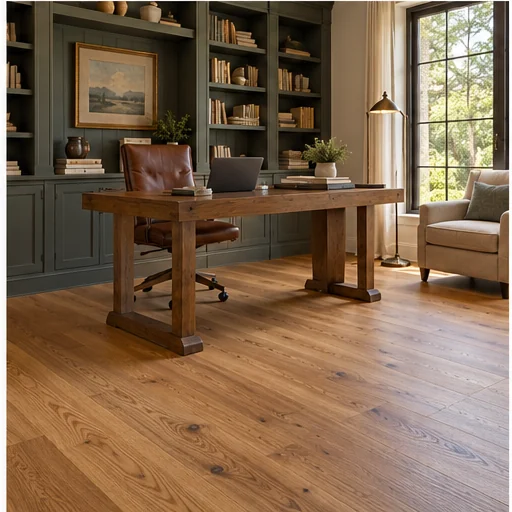 Illustrative home offices with solid hardwood flooring