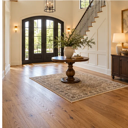Illustrative premium interiors with solid hardwood flooring