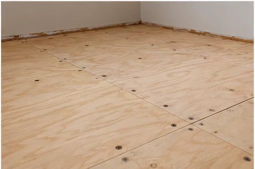 Illustrative hardwood selection detail: subfloor