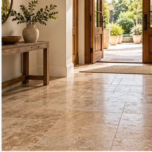 Illustrative natural stone tile interior