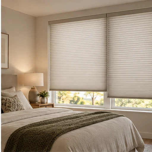 Illustrative interior with cellular / honeycomb shades