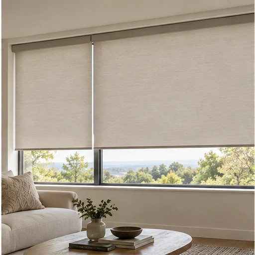 Illustrative interior with roller blinds